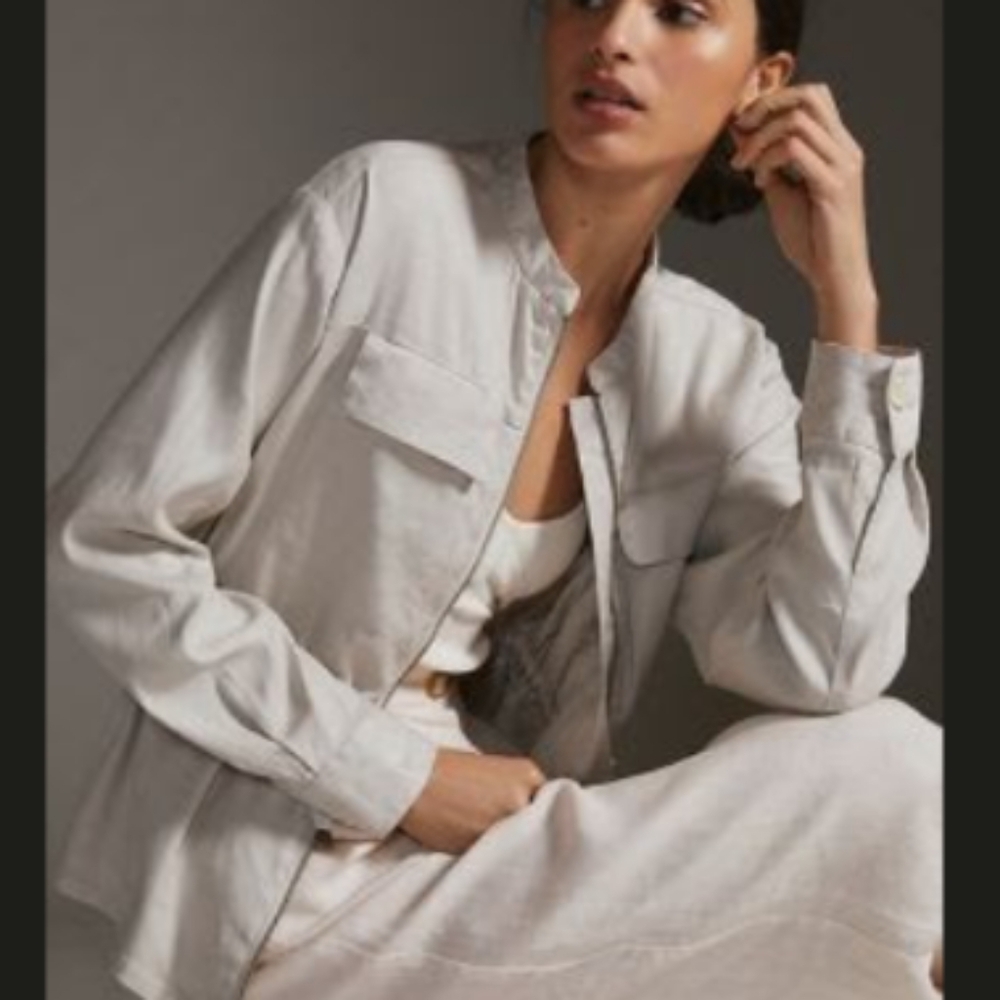 NWT Maeve Aviator Jacket Linen - anthropologie